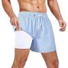 image:imageAmerican Trends Mens Swimsuits Mens Swim Trunks with Compression Liner Summer Beachwear Bathing Suit for Men5 Blue Vertical Stripe