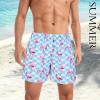 image:imageAmerican Trends Mens Swimsuits Mens Swim Trunks with Compression Liner Summer Beachwear Bathing Suit for Men5 Flamingo