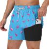image:imageAmerican Trends Mens Swimsuits Mens Swim Trunks with Compression Liner Summer Beachwear Bathing Suit for Men5 Sky Blue Flamingo