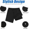 image:imageAmerican Trends Mens Swimsuits Mens Swim Trunks with Compression Liner Summer Beachwear Bathing Suit for MenF2 All Black