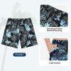 image:imageAmerican Trends Mens Swimsuits Mens Swim Trunks with Compression Liner Summer Beachwear Bathing Suit for MenF2 Blue Palm Leaf