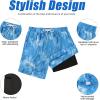 image:imageAmerican Trends Mens Swimsuits Mens Swim Trunks with Compression Liner Summer Beachwear Bathing Suit for MenF2 Blue Tie Dye