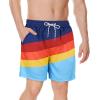 image:imageAmerican Trends Mens Swimsuits Mens Swim Trunks with Compression Liner Summer Beachwear Bathing Suit for MenF2 Rainbow Stripes
