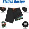 image:imageAmerican Trends Mens Swimsuits Mens Swim Trunks with Compression Liner Summer Beachwear Bathing Suit for MenF2 Totem Black
