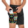 image:imageAmerican Trends Mens Swimsuits Mens Swim Trunks with Compression Liner Summer Beachwear Bathing Suit for MenF2 Totem Black