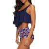 image:imageHigh Waisted Bikini Sets Ruffled Flounce 2 Piece Bathing Suit Plus Size Tankini Swimsuits for Women Sexy Navy Flamingo 810