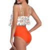 image:imageHigh Waisted Bikini Sets Ruffled Flounce 2 Piece Bathing Suit Plus Size Tankini Swimsuits for Women Sexy Orange Stripes 810