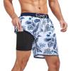 image:imageAmerican Trends Mens Swimsuits Mens Swim Trunks with Compression Liner Summer Beachwear Bathing Suit for MenWhite Blue Leaf