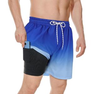 image:imageAmerican Trends Mens Swimsuits Mens Swim Trunks with Compression Liner Summer Beachwear Bathing Suit for MenBlue Gradient