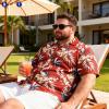 image:imageAmerican Trends Big and Tall Hawaiian Shirts for Men Short Sleeve Plus Size 4XL 5XL 6XL Relaxed Fit Vacation Beach WearAloha Red Palm