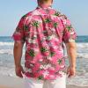 image:imageAmerican Trends Big and Tall Hawaiian Shirts for Men Short Sleeve Plus Size 4XL 5XL 6XL Relaxed Fit Vacation Beach WearPink Tropical Flamingo