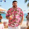 image:imageAmerican Trends Big and Tall Hawaiian Shirts for Men Short Sleeve Plus Size 4XL 5XL 6XL Relaxed Fit Vacation Beach WearPink Tropical Flamingo