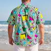 image:imageAmerican Trends Big and Tall Hawaiian Shirts for Men Short Sleeve Plus Size 4XL 5XL 6XL Relaxed Fit Vacation Beach WearRetro 80s Geometric