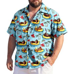 image:imageAmerican Trends Big and Tall Hawaiian Shirts for Men Short Sleeve Plus Size 4XL 5XL 6XL Relaxed Fit Vacation Beach WearBigfoot Duck Novelty