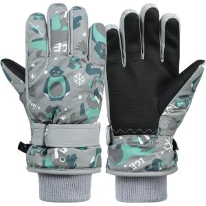 image:imageAmerican Trends Winter Gloves for Kids Waterproof Boys Girls Cute Snow Ski Gloves Toddler Snowboarding Gloves WindproofGrey