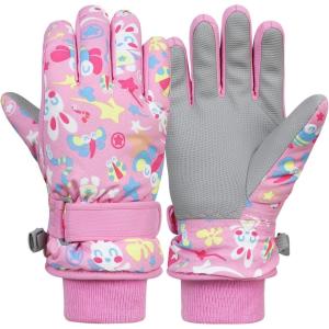 image:imageAmerican Trends Winter Gloves for Kids Waterproof Boys Girls Cute Snow Ski Gloves Toddler Snowboarding Gloves WindproofPink