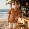 image:imageAmerican Trends Hawaiian Button Down Short Sleeve Shirt70s Orange Flower