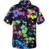 image:imageAmerican Trends Hawaiian Button Down Short Sleeve ShirtBlack Neon Splatter