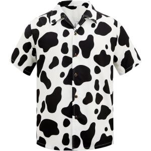 image:imageAmerican Trends Hawaiian Button Down Short Sleeve ShirtCow Print
