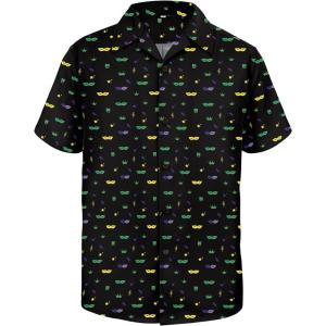 image:imageAmerican Trends Hawaiian Button Down Short Sleeve ShirtMardi Gras Night