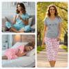 image:imageAmerican Trends 2 Pack Cotton Pajamas for Women Set Two Piece Short Sleeve Sleepwear Tops with Capri Pants Summer Pj SetB Gray Powder Blue Cup