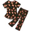 image:imageAmerican Trends 2 Pack Cotton Pajamas for Women Set Two Piece Short Sleeve Sleepwear Tops with Capri Pants Summer Pj SetBlack Pumpkin
