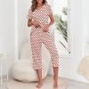 image:imageAmerican Trends 2 Pack Cotton Pajamas for Women Set Two Piece Short Sleeve Sleepwear Tops with Capri Pants Summer Pj SetPink Black Heart
