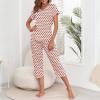 image:imageAmerican Trends 2 Pack Cotton Pajamas for Women Set Two Piece Short Sleeve Sleepwear Tops with Capri Pants Summer Pj SetPink Black Heart