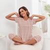 image:imageAmerican Trends 2 Pack Cotton Pajamas for Women Set Two Piece Short Sleeve Sleepwear Tops with Capri Pants Summer Pj SetPink Black Heart