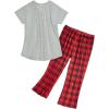 image:imageAmerican Trends 2 Pack Cotton Pajamas for Women Set Two Piece Short Sleeve Sleepwear Tops with Capri Pants Summer Pj SetPlaid Elk
