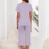 image:imageAmerican Trends 2 Pack Cotton Pajamas for Women Set Two Piece Short Sleeve Sleepwear Tops with Capri Pants Summer Pj SetPurple Star