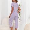 image:imageAmerican Trends 2 Pack Cotton Pajamas for Women Set Two Piece Short Sleeve Sleepwear Tops with Capri Pants Summer Pj SetPurple Star