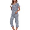 image:imageAmerican Trends 2 Pack Cotton Pajamas for Women Set Two Piece Short Sleeve Sleepwear Tops with Capri Pants Summer Pj SetC Grey Coffee