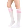 image:imageAmerican Trends Knee High Socks for Women Striped Tube Socks Youth Athletic Soccer SocksPink White Stripes  White Pink Stripes