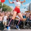image:imageAmerican Trends Knee High Socks for Women Striped Tube Socks Youth Athletic Soccer SocksRed Striped Star