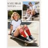 image:imageAmerican Trends Knee High Socks for Women Striped Tube Socks Youth Athletic Soccer SocksRed White Stripes  White Red Stripes
