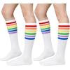 image:imageAmerican Trends Knee High Socks for Women Striped Tube Socks Youth Athletic Soccer SocksWhite  Rainbow