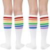 image:imageAmerican Trends Knee High Socks for Women Striped Tube Socks Youth Athletic Soccer SocksWhite  Rainbow