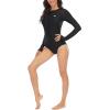 image:imageAmerican Trends Long Sleeve Swimsuits for Women One Piece Bathing Suit Surfing Rash Guard Modest Swimming Suit for WomenDark Black
