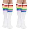 image:imageAmerican Trends Knee High Socks for Women Striped Tube Socks Youth Athletic Soccer SocksWhite  Rainbow