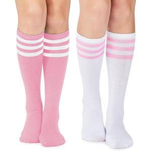 image:imageAmerican Trends Knee High Socks for Women Striped Tube Socks Youth Athletic Soccer SocksPink White Stripes  White Pink Stripes