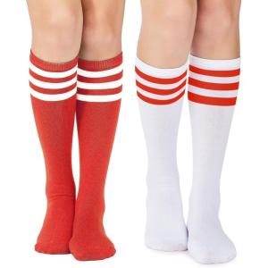 image:imageAmerican Trends Knee High Socks for Women Striped Tube Socks Youth Athletic Soccer SocksRed White Stripes  White Red Stripes