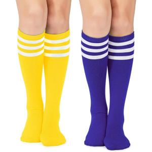image:imageAmerican Trends Knee High Socks for Women Striped Tube Socks Youth Athletic Soccer SocksYellow White Stripes  Blue White Stripes