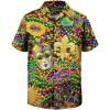 image:imageMens Hawaiian Shirt Floral Print Aloha Shirt Comfortable Novelty Button Down Shirts Casual Short Sleeve Beachwear for MenMardi Gras Masquerade
