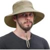 image:imageSun Hats for Men Women Wide Brim Fishing Hat Summer Bucket Hat Outdoor Safari Boonie Cap Dark Khaki One Size