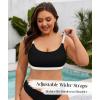 image:imageAmerican Trends Plus Size Bikini Top for Women Large Bust Swim Tops Sports Swim Bra with Strong SupportBlack and White