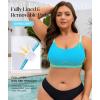 image:imageAmerican Trends Plus Size Bikini Top for Women Large Bust Swim Tops Sports Swim Bra with Strong SupportBlue and Green