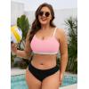 image:imageAmerican Trends Plus Size Bikini Top for Women Large Bust Swim Tops Sports Swim Bra with Strong SupportPink and White