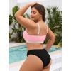 image:imageAmerican Trends Plus Size Bikini Top for Women Large Bust Swim Tops Sports Swim Bra with Strong SupportPink and White