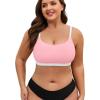 image:imageAmerican Trends Plus Size Bikini Top for Women Large Bust Swim Tops Sports Swim Bra with Strong SupportPink and White